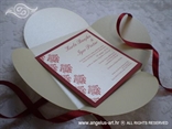 crvena pozivnica za vjencanje u krem omotnici na rasklapanje