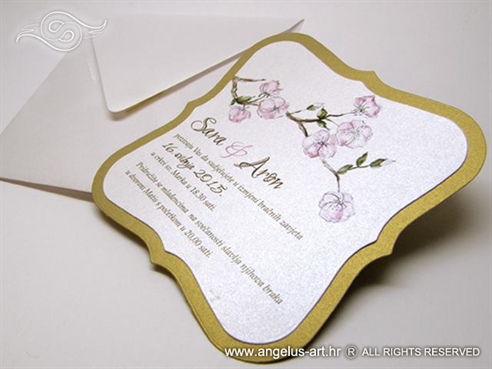 elegant golden wedding invitation with watercolours