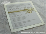 Krem zlatna pozivnica za vjenčanje s dekoracijom