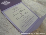 lila pozivnica za vjenčanje s cirkonom i tiskom