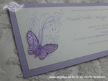 ljubičasta pozivnica za vjenčanje s leptirom