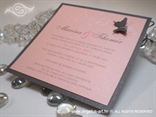 rozo srebrna pozivnica za vjenčanje s leptirom i 3D tiskom
