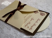 Pozivnica za vjenčanje Brown Damask Mini Beauty