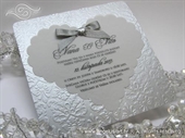 Wedding invitation - Ornamented Silver Hear