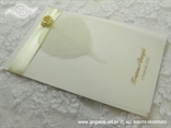 zahvalnica za vjenčanje bijela s bež ružom i prozirnim listom