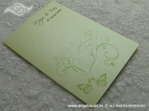 zelena zahvalnica za vjenčanje s leptirima