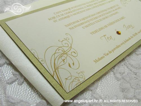 zlatna pozivnica za vjenčanje sa zlatnim cirkonom