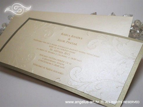 zlatno krem pozivnica za vjenčanje s 3D tiskom